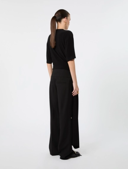 Short-sleeved draped jersey top - BLACK - Sportmax - 3