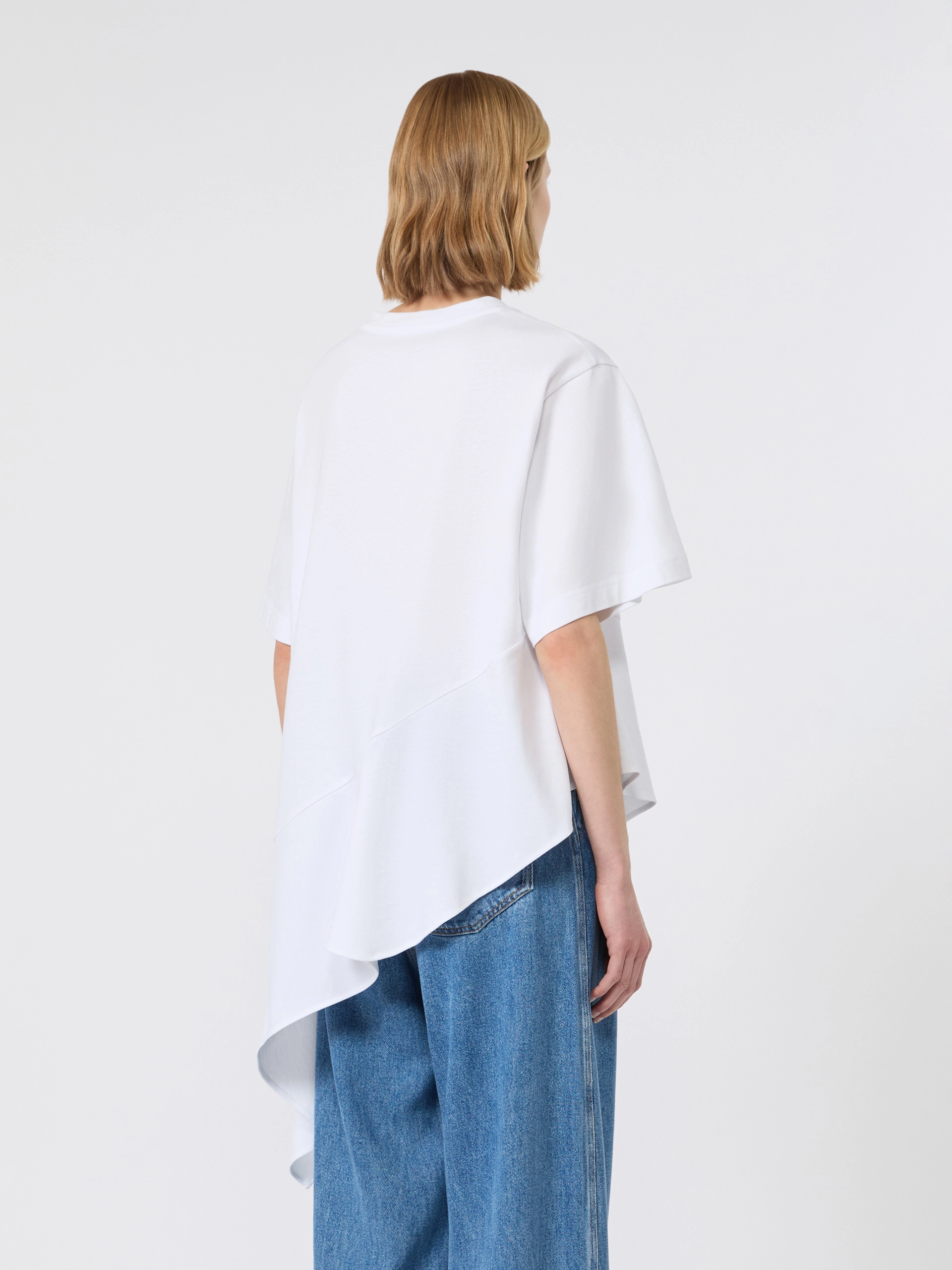 Asymmetrical cotton T-shirt - OPTICAL WHITE - Sportmax - 3