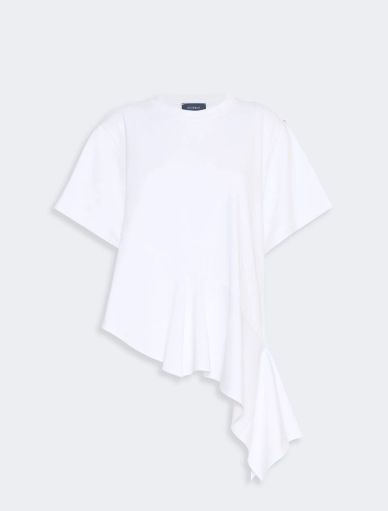 Asymmetrical cotton T-shirt - OPTICAL WHITE - Sportmax - 6