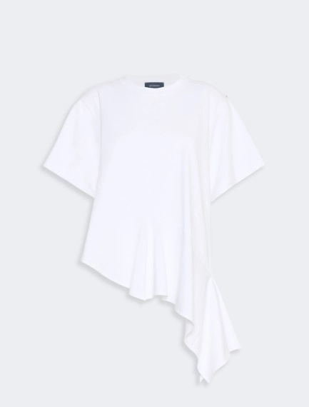 Asymmetrical cotton T-shirt - OPTICAL WHITE - Sportmax - 6