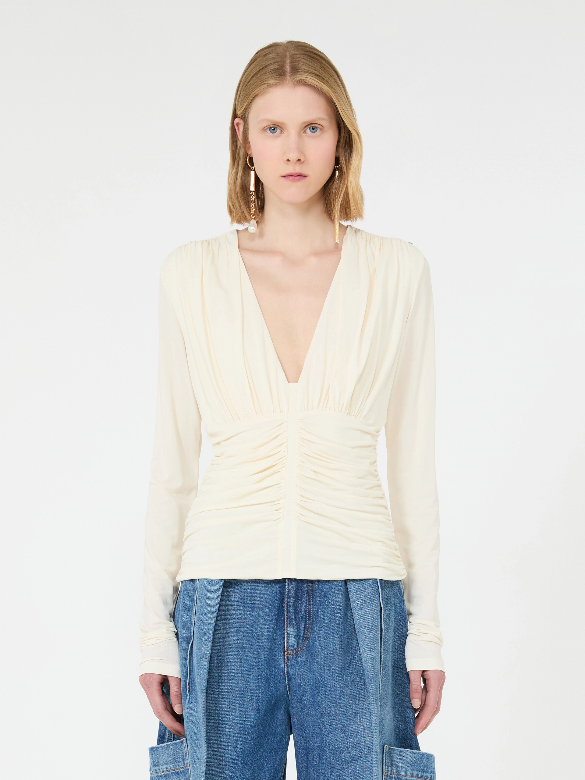 Long-sleeved viscose jersey top - WHITE - Sportmax - 2