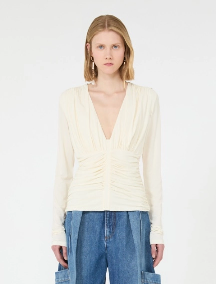 Long-sleeved viscose jersey top - WHITE - Sportmax - 2