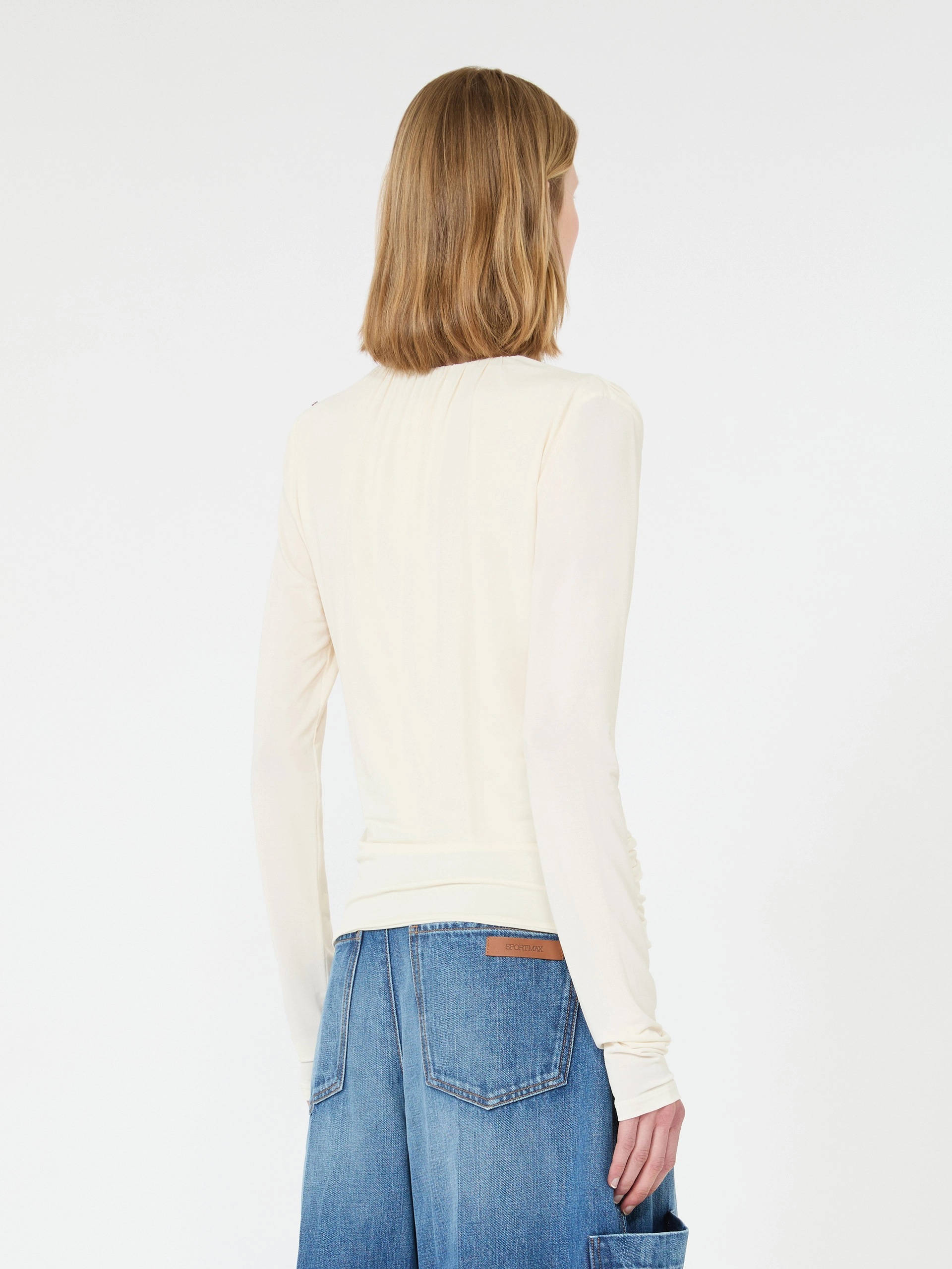 Long-sleeved viscose jersey top - WHITE - Sportmax - 3