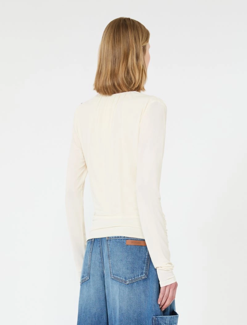 Long-sleeved viscose jersey top - WHITE - Sportmax - 3