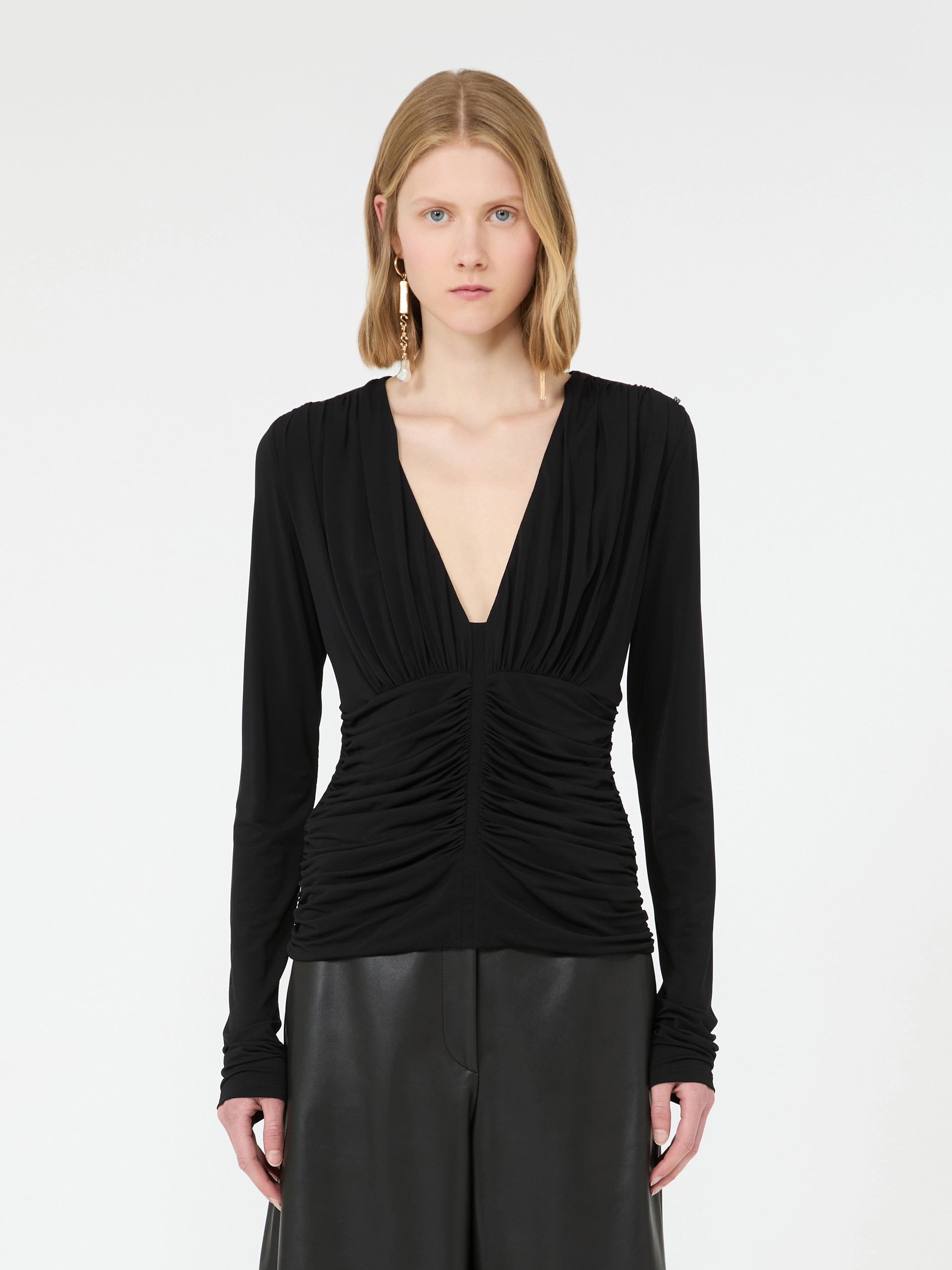 Long-sleeved viscose jersey top - BLACK - Sportmax - 2