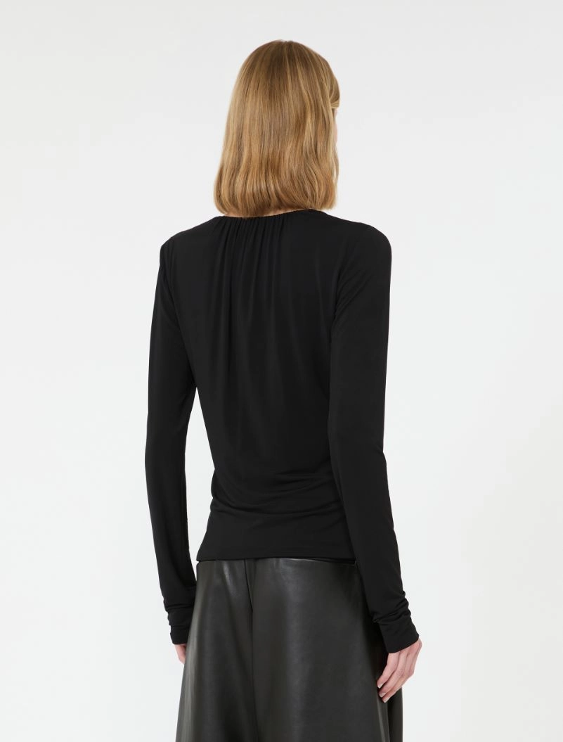 Long-sleeved viscose jersey top - BLACK - Sportmax - 3