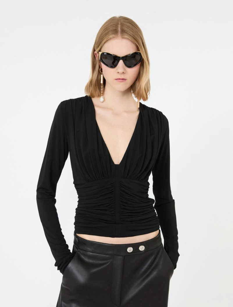 Long-sleeved viscose jersey top - BLACK - Sportmax - 4