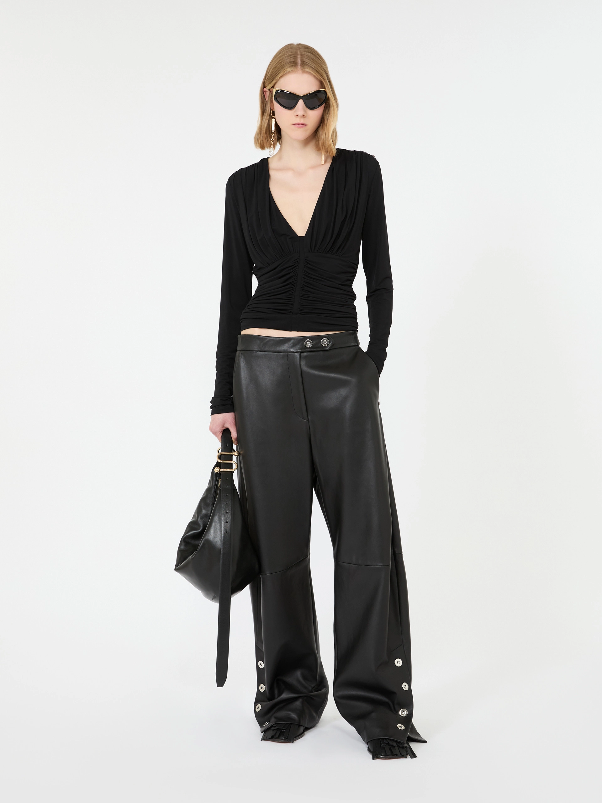 Long-sleeved viscose jersey top - BLACK - Sportmax