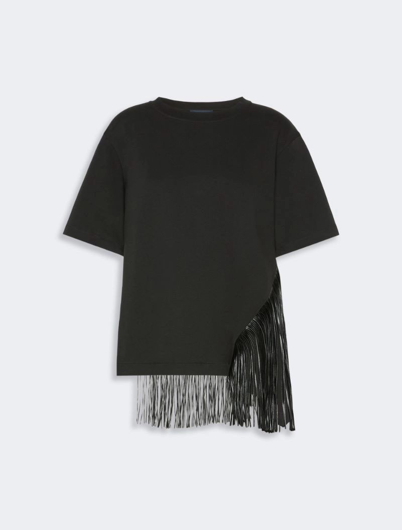 Fringed cotton T-shirt - BLACK - Sportmax - 7
