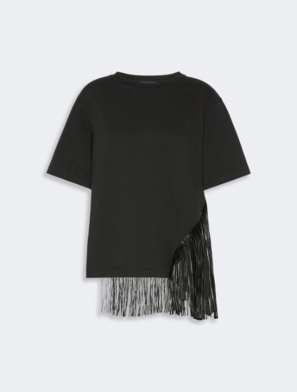 Fringed cotton T-shirt - BLACK - Sportmax - 7