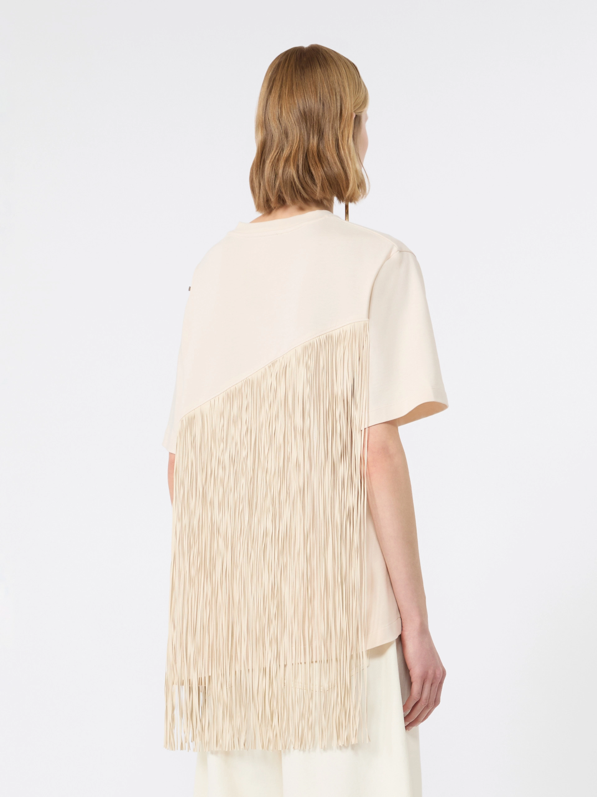 Fringed cotton T-shirt - WHITE - Sportmax - 3