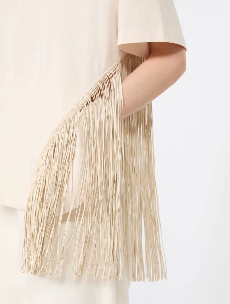 Fringed cotton T-shirt - WHITE - Sportmax - 5