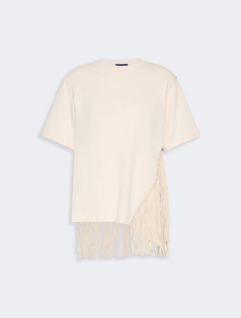 Fringed cotton T-shirt - WHITE - Sportmax - 6